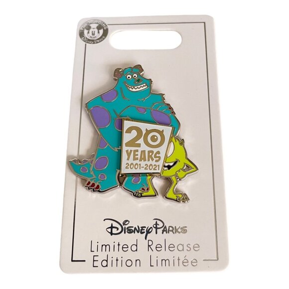 Disney Monsters Inc 20th Anniversary Sulley & Mike Wazowski Limited Release Pin - Picture 2 of 2